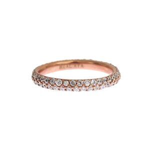 Nialaya Pink Gold 925 Silver Clear CZ Women's Ring
